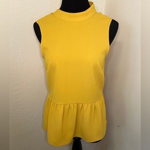 J. Crew Yellow Peplum Sleeveless Blouse Size Small